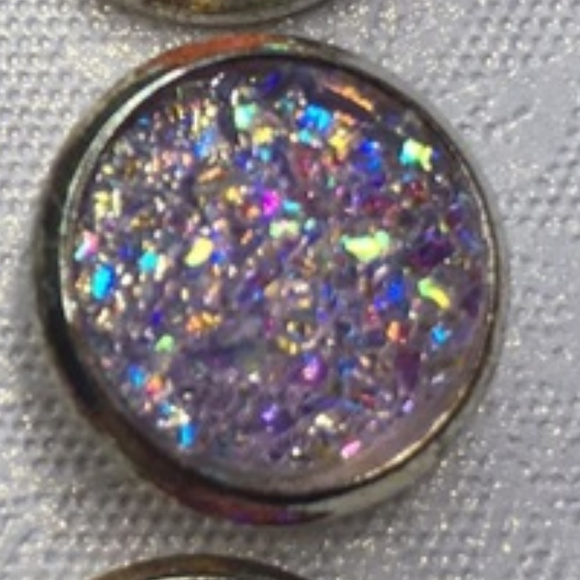 Lavender Druzy Stud Earrings - Picture 4 of 5